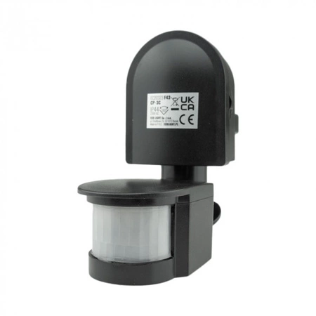 PIR senzor pohybu a soumraku IP44 Povrchová montáž Nastavitelný černý 12m 180° CP Ecolight
