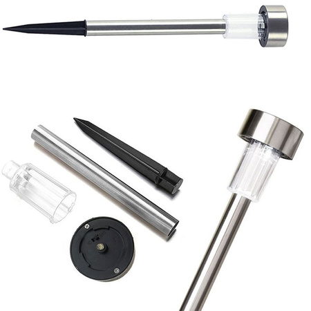 LED zahradní lampa na solární pohon satén INOX / CHROME