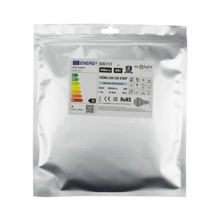 LED pásek COB 7W/m 840lm/m 320LED/m 24V 6000K studená bílá IP67 Roll 5m Ecolight