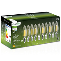 10x LED žárovka E14 Candle B35 4W = 40W 470lm 3000K Warm 360° FILAMENT LUMILED