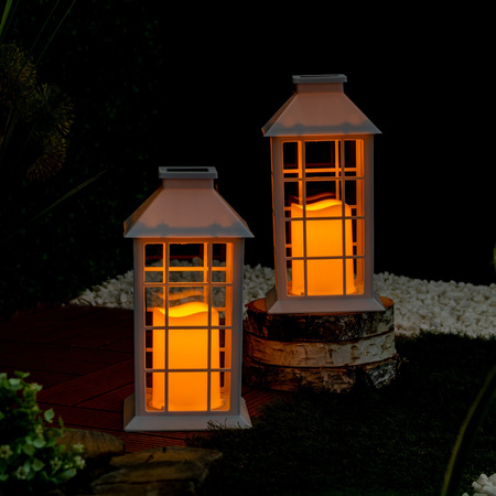 Solární LED zahradní lampa závěsná bílá 27cm