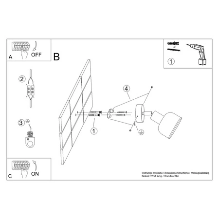 Nástěnné svítidlo ELBA E27 Reflector Movable Black Loft SOLLUX