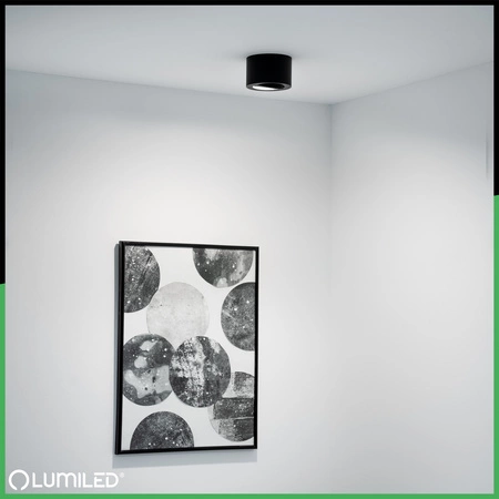 Povrchové Halogenové svítidlo, TUBA SPOT Nastavitelná Kulatá 50mm Černá AMAT-S + LED 5W 3000K LUMILED