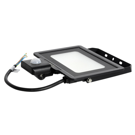 Venkovní zahradní LED reflektor 30W 2550lm 6500K Cold 120° se senzorem pohybu a soumraku IP65 Black MHC Kobi