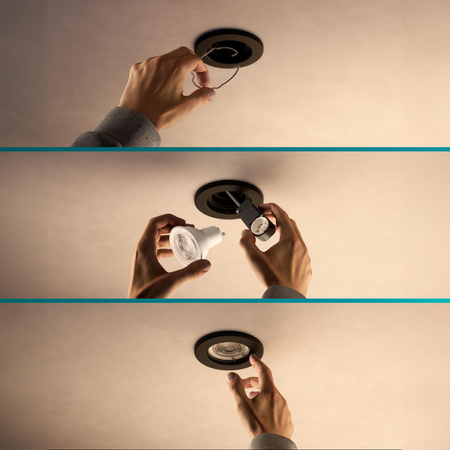 5x LED GU10 zapuštěná pod omítku pevná hliníková kulatá černá Peridot Philips