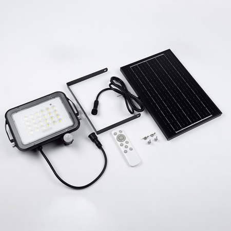 Solární halogenový reflektor LED 100W Zahradní lampa 4000K IP65 PIR senzor pohybu + dálkové ovládání FULGOR LUMILED