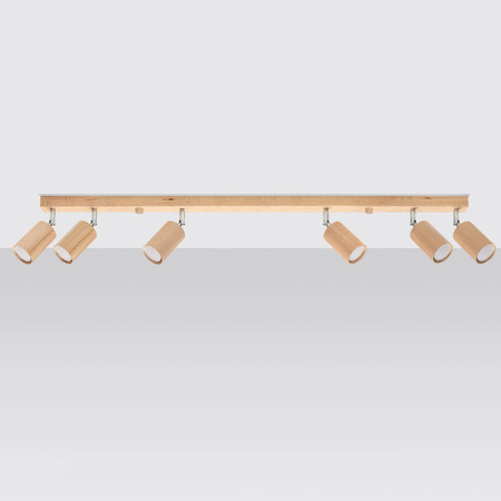 Stropní svítidlo BERG 6xGU10 Reflektor Halogenové svítidlo Pohyblivé 120cm Přírodní dřevo SOLLUX