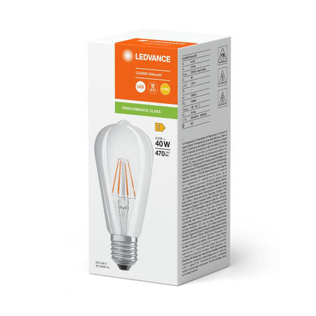 LED žárovka ST64 E27 4W = 40W 470lm 2700K teplá bílá FILAMENT LEDVANCE