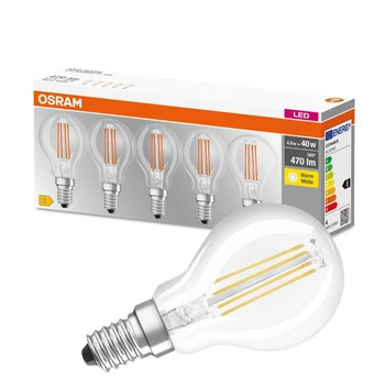 5x LED žárovka E14 P45 4W = 40W 470lm 2700K Teplá bílá Filament OSRAM Base