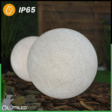 Venkovní lampa E27, KAMENNÁ KOULE LED IP65 40cm LUMILKULA LUMILED