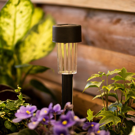 LED solární zahradní lampa. černá. 6500K. Studená bílá