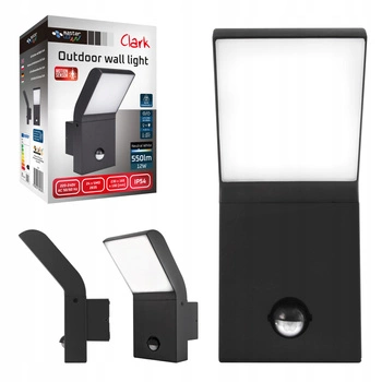 Venkovní zahradní nástěnná lampa LED 12W 4000K IP54 s pohybovým a soumrakovým senzorem