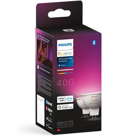 2PAK LED MR16 6,3W CCT RGB PHILIPS HUE White & COLOR Ambiance Bluetooth Zigbee žárovka