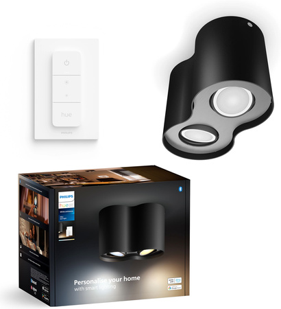 Stropní svítidlo LED Spot Pillar Black 2x4,2W CCT PHILIPS HUE Bluetooth Zigbee + stmívač