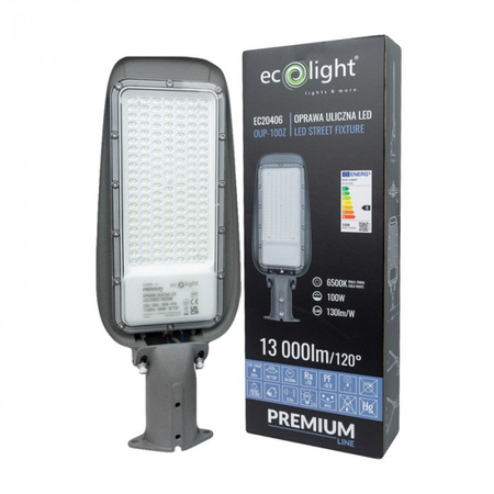 LED pouliční lampa 100W 13000lm 6500K Cold IP65 130lm/W PREMIUM Ecolight