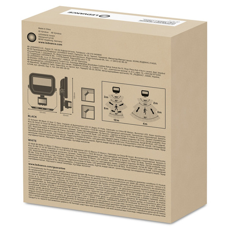 LED reflektor 10W 1100lm 3000K IP65 černý se senzorem pohybu a soumraku LEDVANCE Floodlight