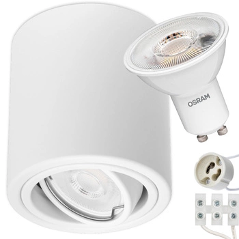 Přisazená HALOGENOVÁ Kovová bílá SPOT TUBE 10cm + LED 5W 2700K OSRAM