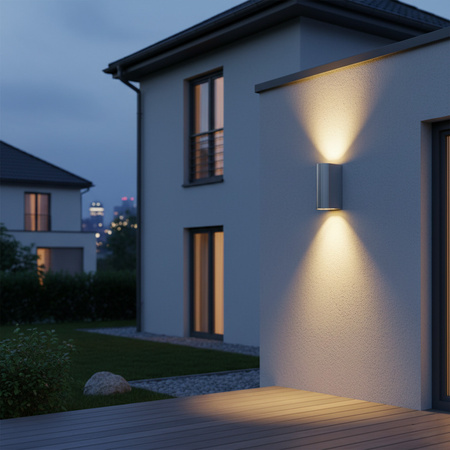 Nahoru a dolů LED zahradní nástěnné svítidlo 2xGU10 BOSTON GOLDLUX (Polux) OVAL SATIN