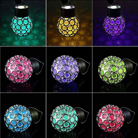 LED solární zahradní lampa KULA Sádra 8cm LED RGB závěsná Volteno