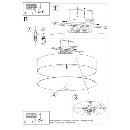 Stropní svítidlo LED SKALA 6xE27 Kulaté svítidlo 80cm černé SOLLUX