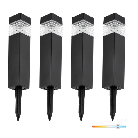 Solární zahradní tyč Venkovní stojící LED 6000K studená IP44 černá Aurora Kobi