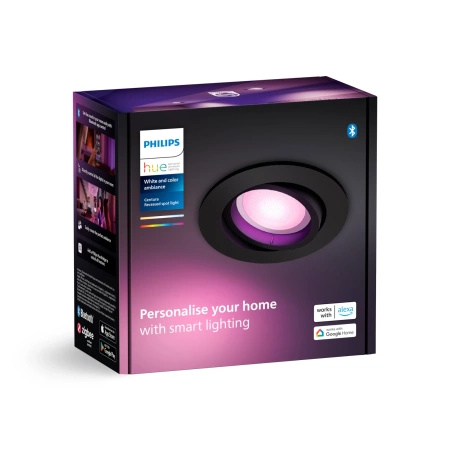 Zapuštěná montáž LED pod omítku 4,2 W 400 lm IP20 Bílá a barevná Ambiance RGB + TW Black Smart SMART Zigbee Bluetooth Centura Philips HUE