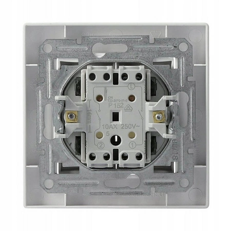 Dvoupólový svíčkový vypínač s rámem. Asfora White. zapuštěný