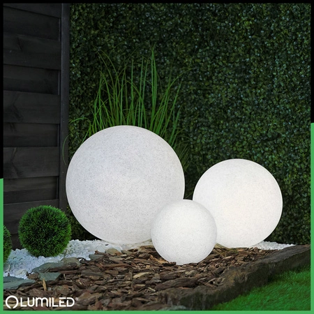 Venkovní lampa E27, KAMENNÁ KOULE LED IP65 40cm LUMILKULA LUMILED