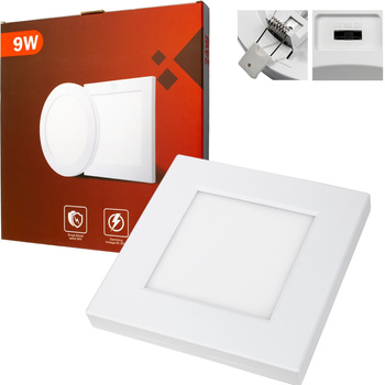 STROPNÍ PANEL LED 9W 630lm Čtvercová přisazená omítka 3 BARVY