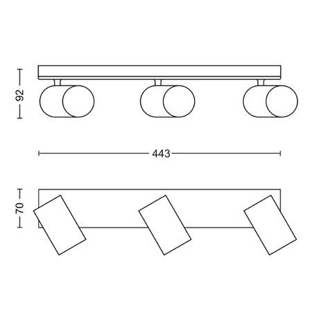 KOSIPO stropní svítidlo Reflektorové svítidlo 3x GU10 White Moving PHILIPS