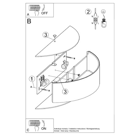 LED SKALA 2xE27 Nástěnné svítidlo Semi circular Black SOLLUX