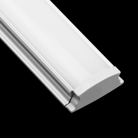 Povrchový Eloxovaný Hliníkový Profil pro LED KM24, Stříbrný 1m + Mléčná Krytka + Záslepky LUMILED