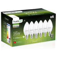 6x Žárovka LED Svíčka B35, E14 2.5W = 25W 249lm 4000K Neutralní bílá 180° LUMILED