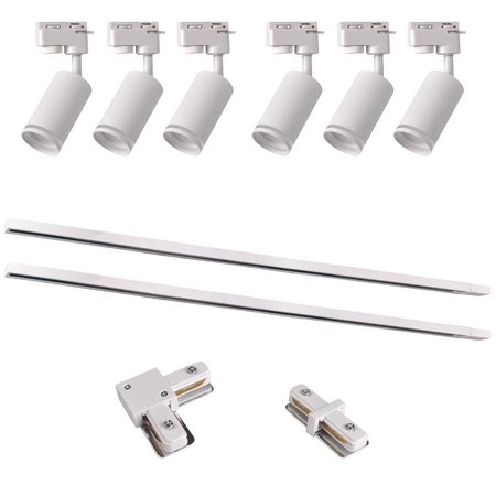 Sada přípojnic 1-fázová lišta + 6x reflektor GU10 bílý PARIS Sanico Goldlux