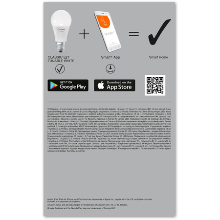 3x LED žárovka E27 A60 9W 806lm CCT LEDVANCE SMART+ WiFi stmívatelná