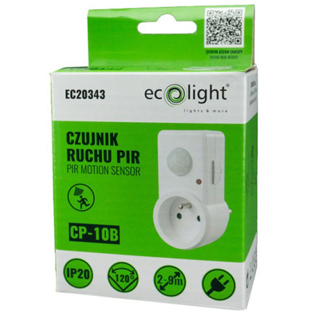 PIR pohybový a soumrakový senzor pro 120° zásuvku 9m Indoor White