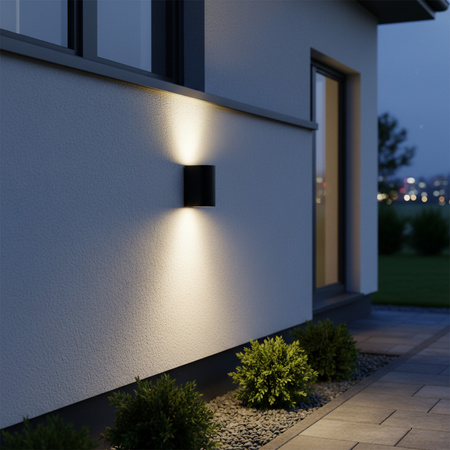 Zahradní fasádní nástěnné svítidlo nahoru a dolů LED 2xGU10 BOSTON GOLDLUX (Polux) DOUBLE BLACK