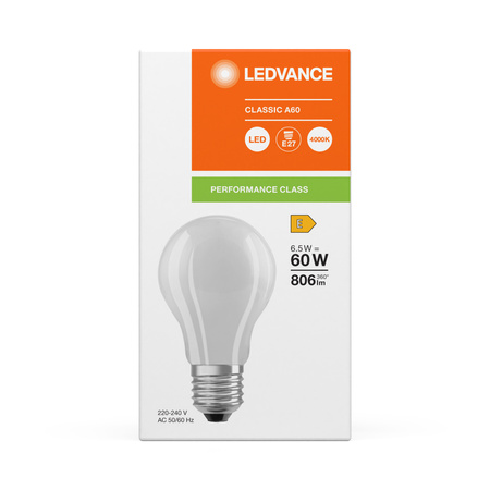 LED žárovka A60 E27 6,5W = 60W 806lm 4000K neutrální bílá FILAMENT LEDVANCE