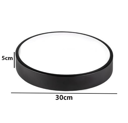 Stropní LED stropní svítidlo nástěnné svítidlo kulaté 2640lm 30W 4000K IP22 černá