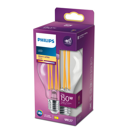 LED žárovka E27 A67 17W = 150W 2452lm 2700K Teplá bílá vlákno PHILIPS