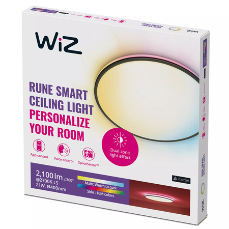 LED stropní podhled Povrchová montáž 21W WHITE + RGB Black SMART WiFi WiZ