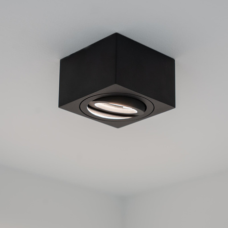 Povrchové Halogenové svítidlo, TUBA SPOT Nastavitelná Čtvercová 50mm Černá AMAT-S + LED 7W 3000K LUMILED