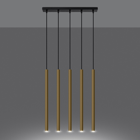 PASTELO 5L 5xG9 Zlatá moderní stropní závěsná lampa SOLLUX