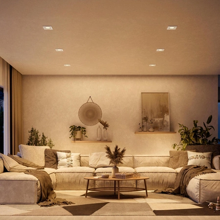 LED GU10 zapuštěná pod omítku hliníková čtvercová bílá Peridot Philips