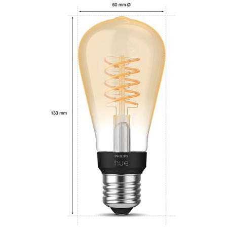 LED Edison E27 ST64 7W 2100K teplé vlákno PHILIPS HUE White Bluetooth Zigbee žárovka