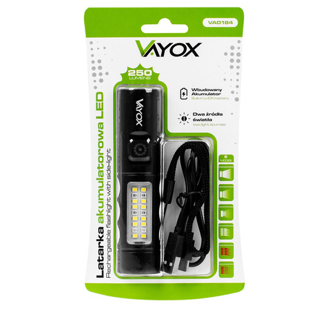 Dobíjecí LED svítilna Classic 5W 250lm ruční světlo výkonná LED + SMD VA0184 VAYOX