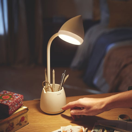 HAT LED stolní stolní lampa 4.5W CCT stmívatelná USB bílá PHILIPS