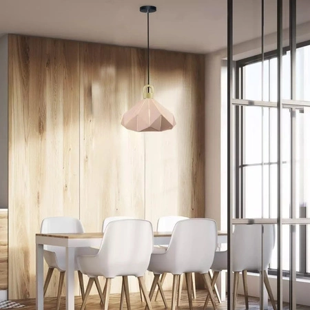 Závěsné svítidlo E27 Geometrická růžová s dřevěným povrchem PASTEL PRISM D:320*270MM VT-7323 V-TAC