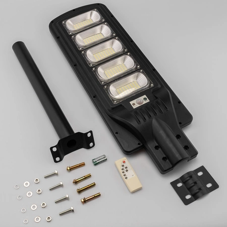 LED solární pouliční lampa 1800W 6500K Lucerna s držákem a dálkovým ovládáním