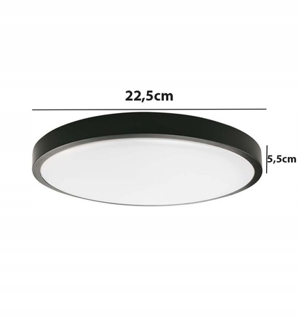 Stropní LED koupelnové panelové svítidlo 18W 1800lm 4000K IP44 23cm kulatá černá